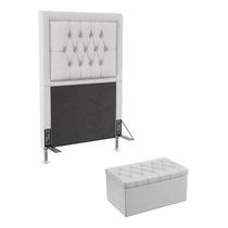 Kit Cabeceira Antares e Calçadeira Sagitarius 90 Para Cama de Solteiro Couro Branco Aradecor Kit Cabeceira Antares e Calçadeira Sagitarius 90 Para Cama de Solteiro Couro Branco Aradecor