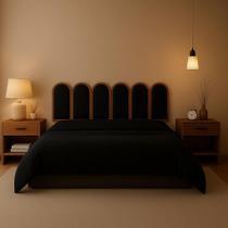 Kit Cabeceira Aura Estofada Autocolante com Borda em MDF para Cama Solteiro Box Queen King