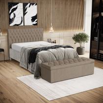 Kit Cabeceira Bellatrix 140 e Calçadeira Sagitarius Linho Aradecor Kit Cabeceira Bellatrix 140 e Calçadeira Sagitarius Linho Aradecor