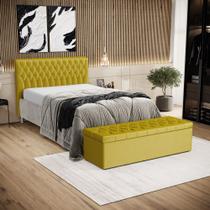 Kit Cabeceira Bellatrix 140 e Calçadeira Sagitarius Veludo Aradecor