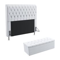 Kit Cabeceira Bellatrix 160 Para Cama Queen e Calçadeira Sagitarius Couro Branco Aradecor Kit Cabeceira Bellatrix 160 Para Cama Queen e Calçadeira Sagitarius Couro Branco Aradecor