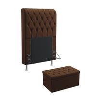 Kit Cabeceira Bellatrix 90 Para Cama de Solteiro e Calçadeira Sagitarius Couro Marrom Aradecor Kit Cabeceira Bellatrix 90 Para Cama de Solteiro e Calçadeira Sagitarius Couro Marrom Aradecor