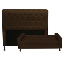 Kit Cabeceira Brenda com Recamier Felix 90cm Solteiro Baú Quarto Sala material sintético Marrom - Damaffe Móveis