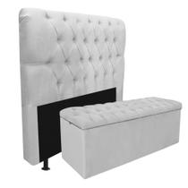 Kit Cabeceira + Calçadeira Baú Capitonê Livia 100cm Solteiro Para Cama Box material sintético Branco - Gat Magazine Kit Cabeceira + Calçadeira Baú Capitonê Livia 100cm Solteiro Para Cama Box material sintético Branco - Gat Magazine