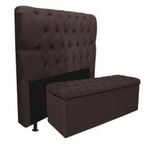 Kit Cabeceira + Calçadeira Baú Capitonê Livia 100cm Solteiro Para Cama Box Suede Marrom - Gat Magazine Kit Cabeceira + Calçadeira Baú Capitonê Livia 100cm Solteiro Para Cama Box Suede Marrom - Gat Magazine