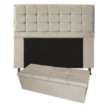 Kit Cabeceira + Calçadeira Baú Copenhague King Size 195cm Suede - Ecotec Decor