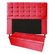 Kit Cabeceira + Calçadeira Baú Copenhague Queen Size 160cm Suede - Renascer Decor