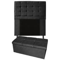 Kit Cabeceira + Calçadeira Baú Copenhague Solteiro 90cm Suede - Ecotec Decor