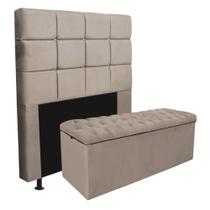 Kit Cabeceira + Calçadeira Baú Espanha 160cm Queen Size Para Cama Box Suede Bege - Gat Magazine