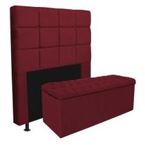 Kit Cabeceira + Calçadeira Baú Espanha 90cm Solteiro Para Cama Box material sintético Vermelho - Gat Magazine