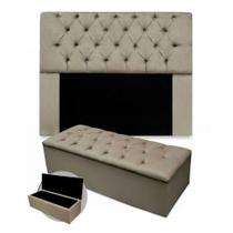Kit Cabeceira + Calçadeira Baú Mirage Casal 140cm