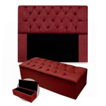 Kit Cabeceira + Calçadeira Baú Mirage Casal 140cm Suede - Renascer Decor