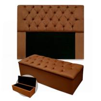 Kit Cabeceira + Calçadeira Baú Mirage King Size 195cm Suede - Ecotec Decor