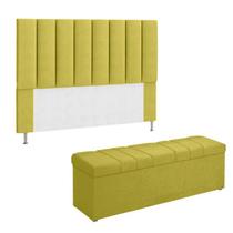 Kit Cabeceira + Calçadeira Cama Queen Size 160 Cm Carla Sued Azul Turquesa - Kimi Design