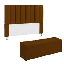 Kit Cabeceira + Calçadeira Cama Solteiro 90 Cm Carla Veludo Preto - Kimi Design