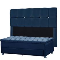 kit Cabeceira Calçadeira Mila e Munique 195 cm Casal King Size Veludo - Shop das Cabeceiras