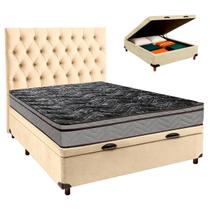 Kit Cabeceira + Cama Box Bau + Colchão Casal D28 Conforto Paropas