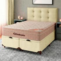 Kit Cabeceira + Cama Box Bau + Colchão Casal Molas Ensacadas Airtech Ortobom