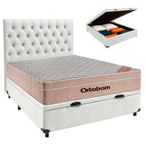 Kit Cabeceira + Cama Box Bau + Colchão Casal Molas Ensacadas Airtech Ortobom