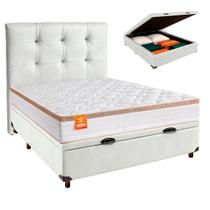Kit Cabeceira + Cama Box Bau + Colchão Casal Molas Ensacadas Isis Real Inducol