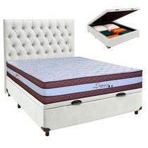 Kit Cabeceira + Cama Box Bau + Colchão Casal Molas Ensacadas Legaccy Paropas