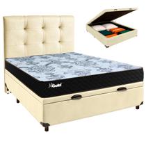 Kit Cabeceira + Cama Box Bau + Colchão Casal Molas Ensacadas Life Gold Paropas