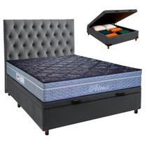 Kit Cabeceira + Cama Box Bau + Colchão Casal Molas Ensacadas Petrus Paropas
