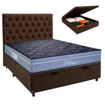 Kit Cabeceira + Cama Box Bau + Colchão Casal Molas Ensacadas Petrus Paropas