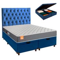 Kit Cabeceira + Cama Box Bau + Colchão King D23 Pro Inducol