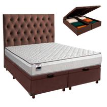 Kit Cabeceira + Cama Box Bau + Colchão King Molas Ensacadas Hanover Inducol
