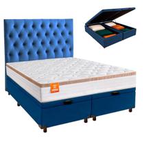 Kit Cabeceira + Cama Box Bau + Colchão King Molas Ensacadas Isis Inducol Kit Cabeceira + Cama Box Bau + Colchão King Molas Ensacadas Isis Inducol
