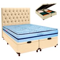 Kit Cabeceira + Cama Box Bau + Colchão Queen Molas Ensacadas Blue Paropas Kit Cabeceira + Cama Box Bau + Colchão Queen Molas Ensacadas Blue Paropas