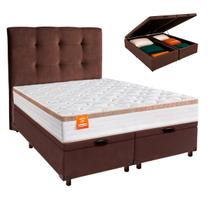Kit Cabeceira + Cama Box Bau + Colchão Queen Molas Ensacadas Isis Real Inducol