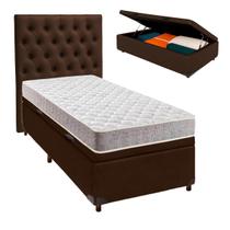 Kit Cabeceira + Cama Box Bau + Colchão Solteiro D23 D23 Inducol