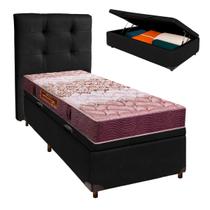 Kit Cabeceira + Cama Box Bau + Colchão Solteiro D26 Ortophedic Sankonfort