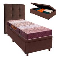 Kit Cabeceira + Cama Box Bau + Colchão Solteiro D26 Ortophedic Sankonfort
