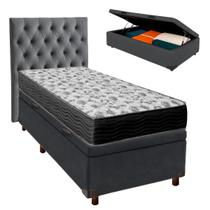 Kit Cabeceira + Cama Box Bau + Colchão Solteiro D33 Iso100 Ortobom