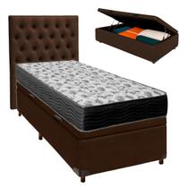 Kit Cabeceira + Cama Box Bau + Colchão Solteiro D33 Iso100 Ortobom