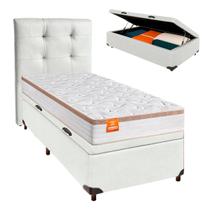Kit Cabeceira + Cama Box Bau + Colchão Solteiro Molas Ensacadas Isis Inducol