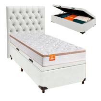 Kit Cabeceira + Cama Box Bau + Colchão Solteiro Molas Ensacadas Isis Inducol