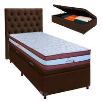 Kit Cabeceira + Cama Box Bau + Colchão Solteiro Molas Ensacadas Legaccy Paropas