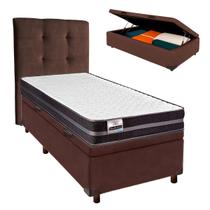 Kit Cabeceira + Cama Box Bau + Colchão Solteiro Molas Ultralastic Bogota Inducol
