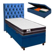 Kit Cabeceira + Cama Box Bau + Colchão Solteiro Molas Ultralastic Bogota Inducol