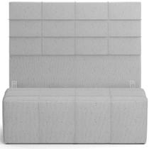 Kit Cabeceira Cama Box Casal 140cm Com Calçadeira Roma W01 Linho Cinza - Lyam