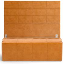 Kit Cabeceira Cama Box King 195cm com Calçadeira Roma W01 material sintético Whisky - Lyam