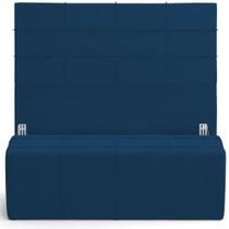 Kit Cabeceira Cama Box King 195cm com Calçadeira Roma W01 Suede Azul Marinho - Lyam Kit Cabeceira Cama Box King 195cm com Calçadeira Roma W01 Suede Azul Marinho - Lyam