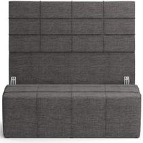 Kit Cabeceira Cama Box Queen 160cm com Calçadeira Roma W01 Linho Cinza Escuro - Lyam
