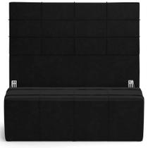 Kit Cabeceira Cama Box Queen 160cm Com Calçadeira Roma W01 material sintético Preto - Lyam Kit Cabeceira Cama Box Queen 160cm Com Calçadeira Roma W01 material sintético Preto - Lyam