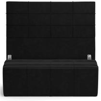 Kit Cabeceira Cama Box Queen 160cm com Calçadeira Roma W01 material sintético Preto - Lyam Kit Cabeceira Cama Box Queen 160cm com Calçadeira Roma W01 material sintético Preto - Lyam