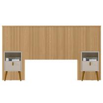 Kit Cabeceira Casal 240cm Celine Com Mesa De Cabeceira 01 Gaveta Loreta L05 Carvalho - Lyam Decor